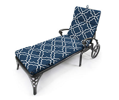 Fandango Navy Lattice Reversible Outdoor Chaise Cushion