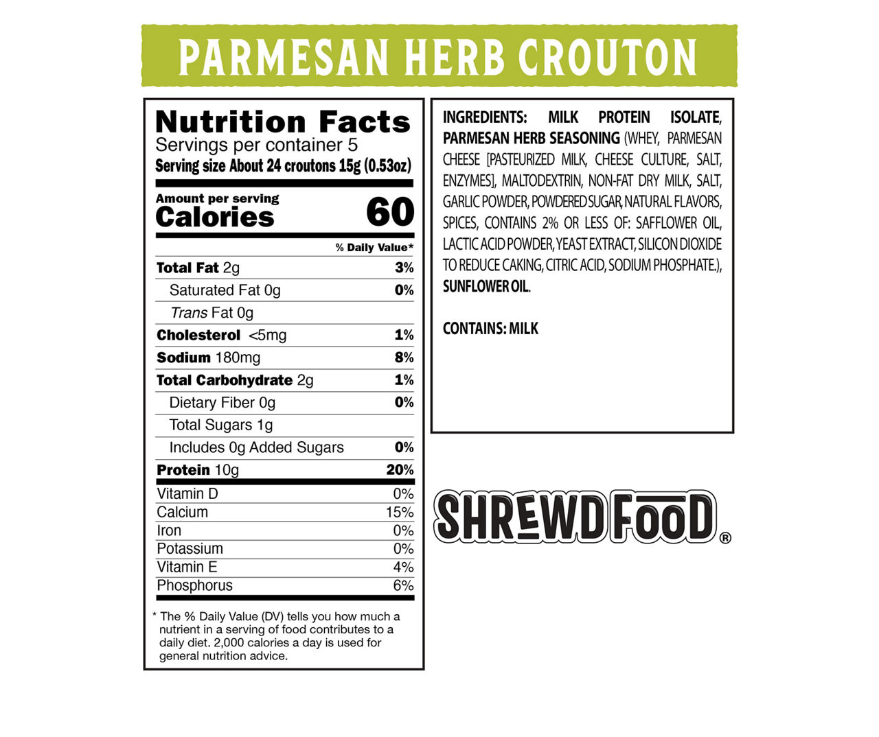 Parmesan Herb Protein Croutons, 2.65 Oz.