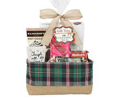 Green Plaid Sweets Basket Gift Set