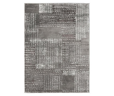 Hollyn Gunmetal Abstract Patchwork Area Rug, (5' x 7')