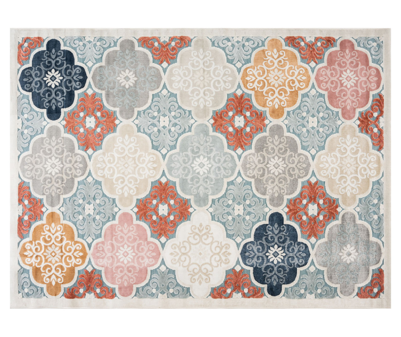 Sommerset Hills Brick Red & Blue Medallion Outdoor Area Rug Big Lots