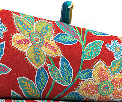 Clyde Fire Red Floral & Stripe Reversible Outdoor Chaise Lounge Cushions, 2-Pack