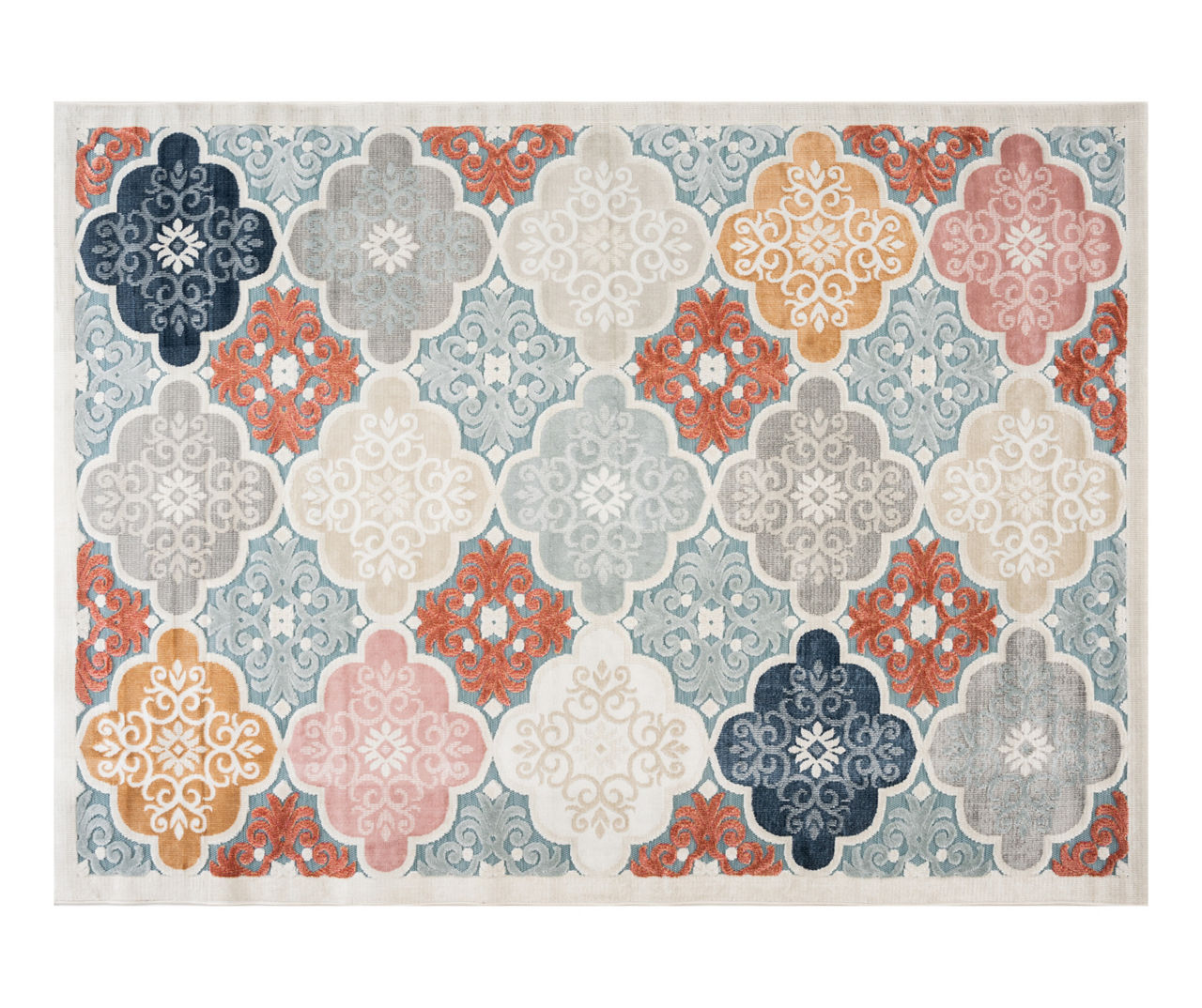 Sommerset Hills Brick Red & Blue Medallion Outdoor Area Rug Big Lots