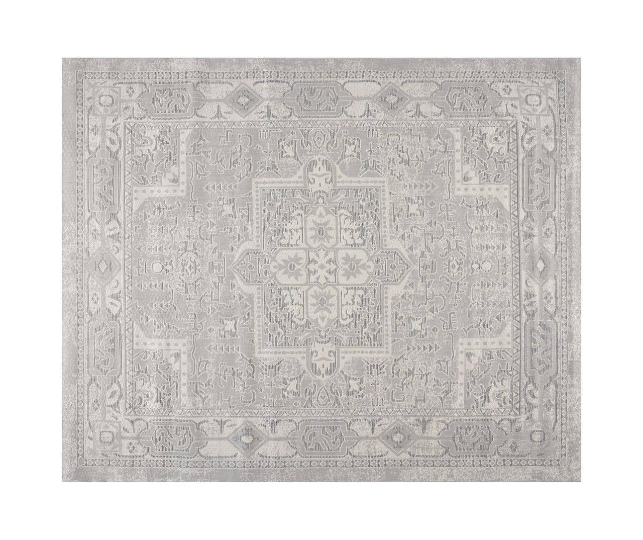 Sierra Gray Ornamental Outdoor Area Rug, (7' x 9')