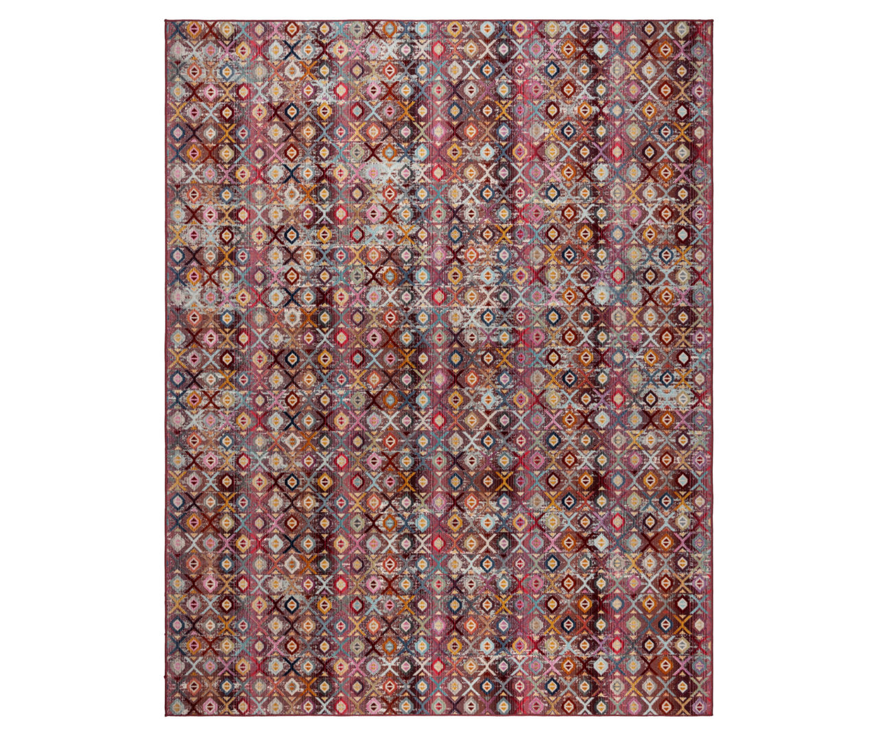 Ohlone Red Multi-Color Geometric Outdoor Area Rug, (6' x 9')
