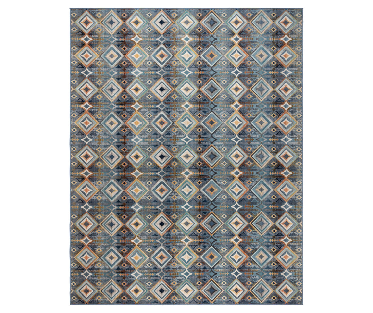 Karok Blue & Yellow Geometric Outdoor Area Rug, (6' x 9')
