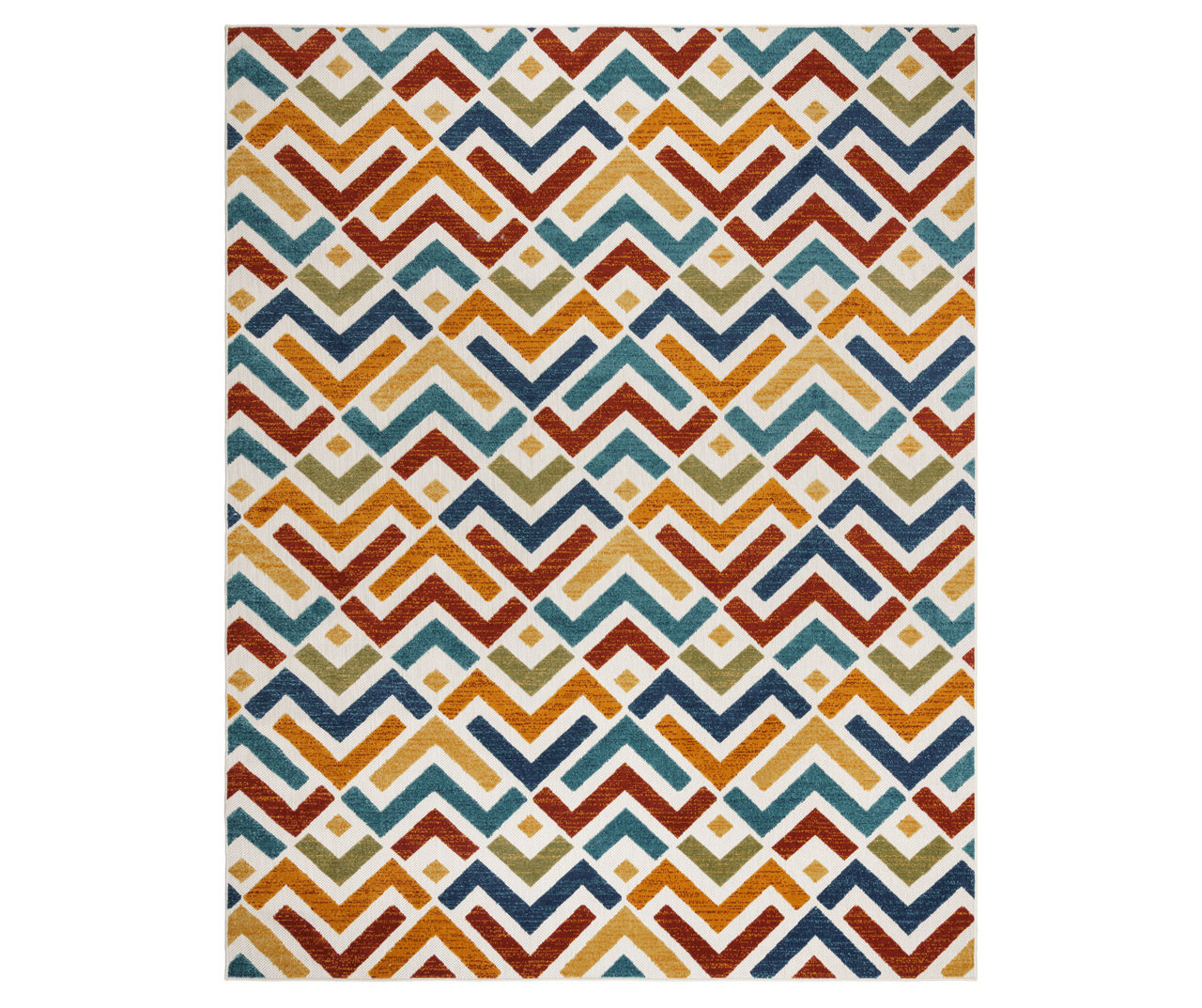 Appian White & Multi-Color Geo Chevron Outdoor Area Rug, (6' x 9')