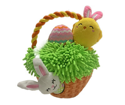 Bunny, Egg & Chick Easter Basket Plush Pet Toy