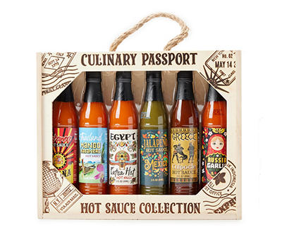 Culinary Passport Hot Sauce Collection Crate, 6-Count
