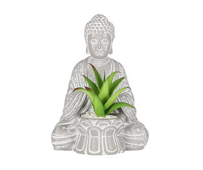 Artificial Succulent with Resin Buddha Statue