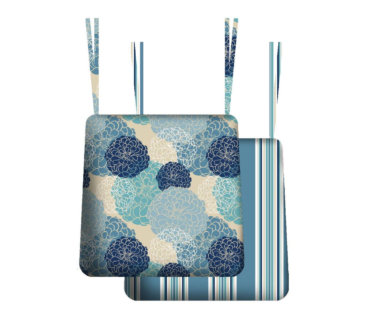 Blue Mum Toss & Stripe Reversible Outdoor Seat Cushions, 2-Pack