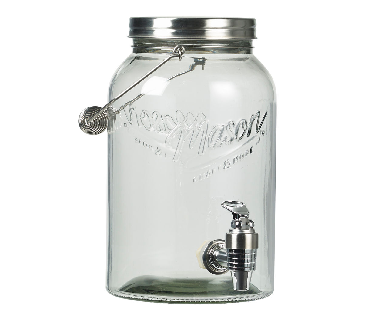 Eternal Living Mason Jar Glass Beverage Dispenser with Jar Mugs and Lids, 5  pcs Set