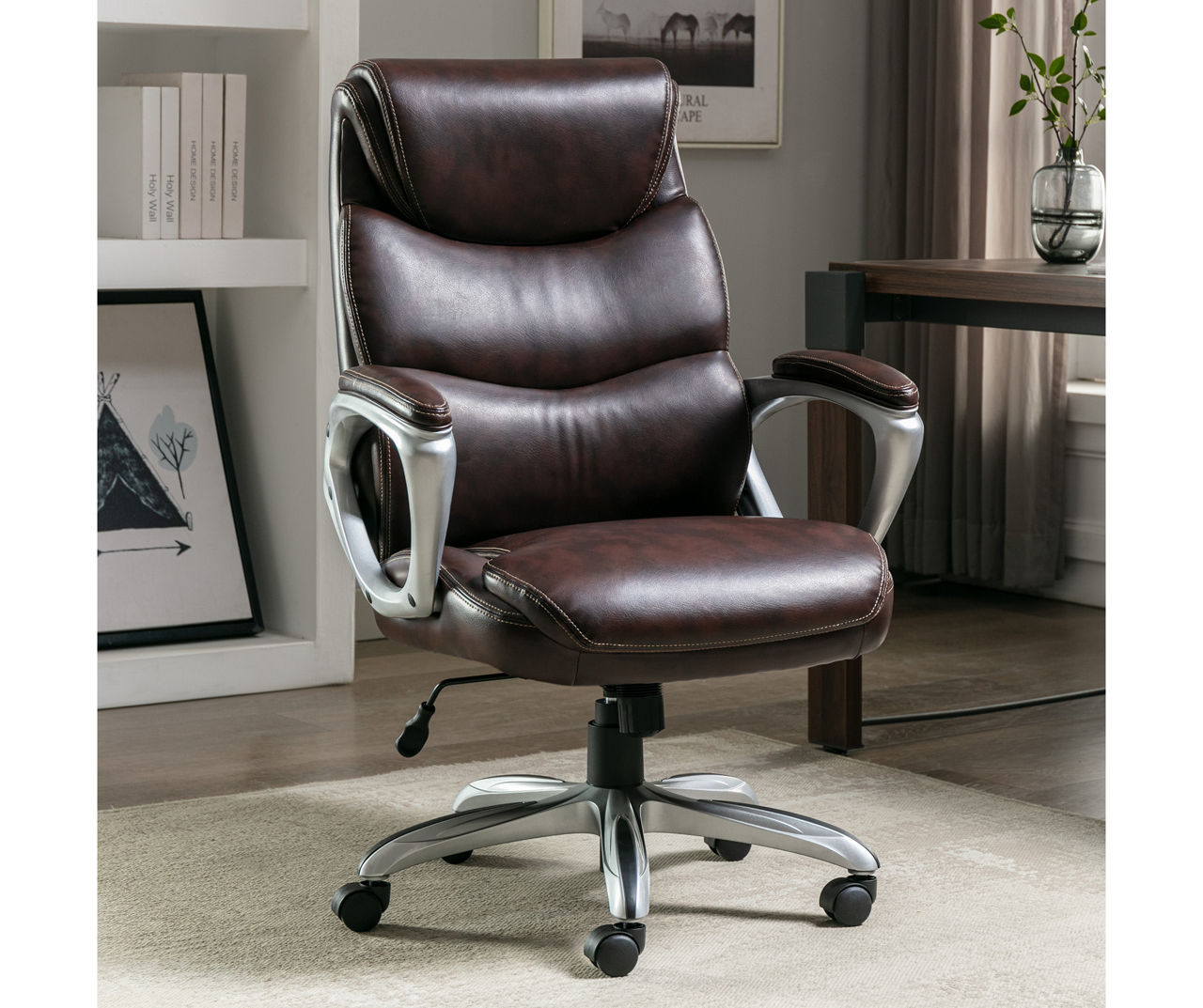 Executive High Back Office Chair in Charcoal Gray Bonded Leather