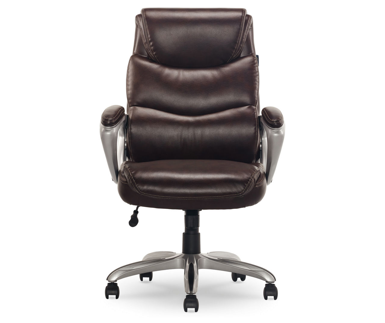 Serta Heavy-Duty Bonded Leather Commercial Office Chair with Memory Foam,  350 lb capacity, Brown