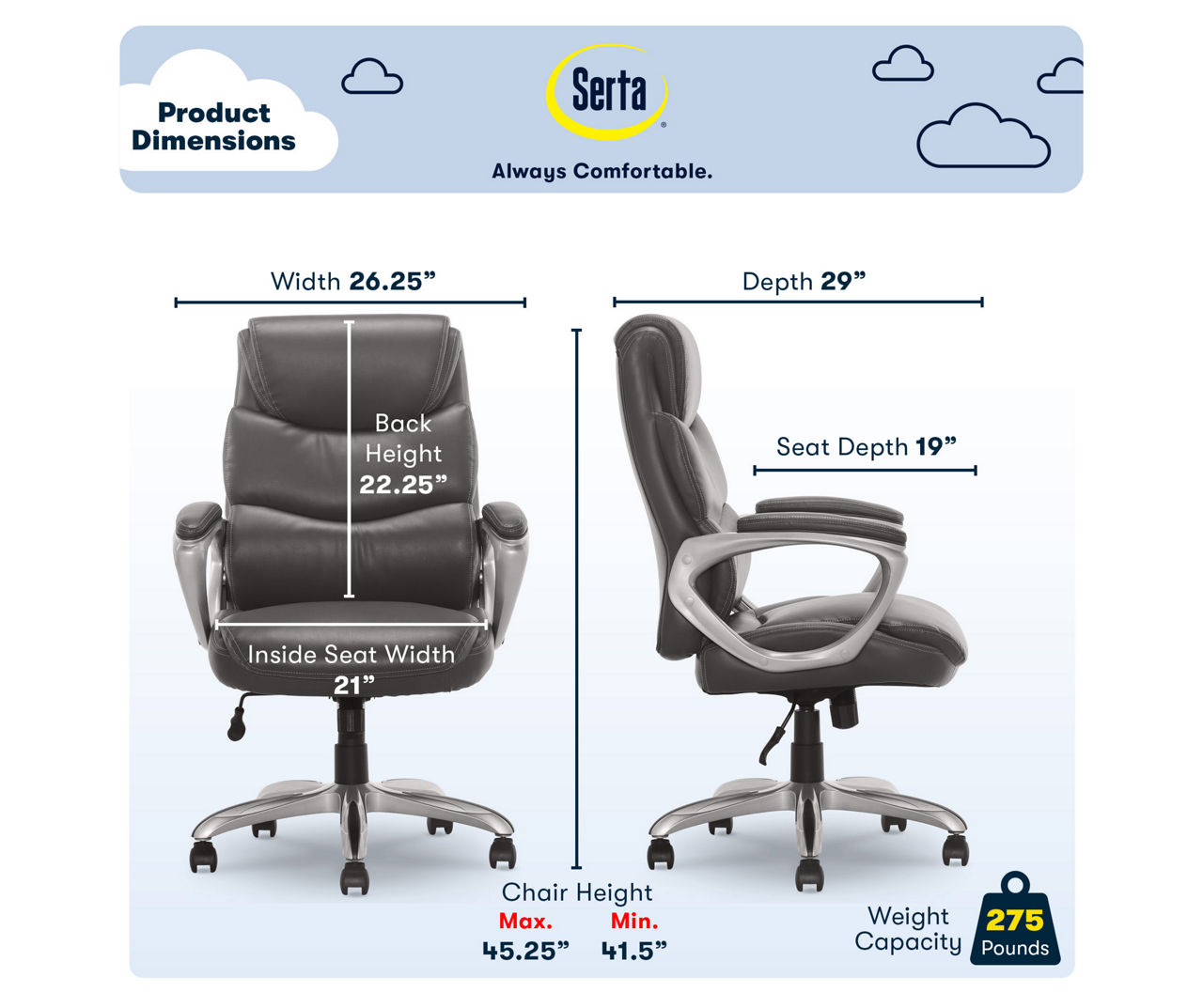 Serta Gray Executive Bonded Leather Office Chair | Big Lots