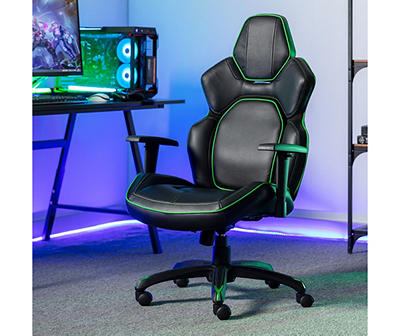 3D Incite Green Vegan Leather Gaming Chair