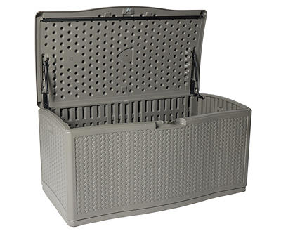 Stoney Gray Weave-Texture Patio Storage Box, 124 Gal.