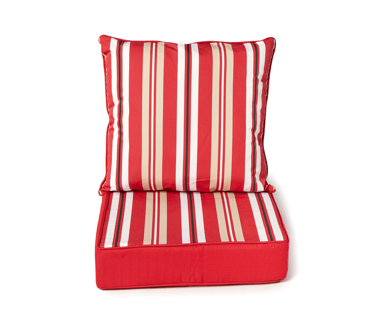 Red Stripe Deep Seat Outdoor Cushion Set