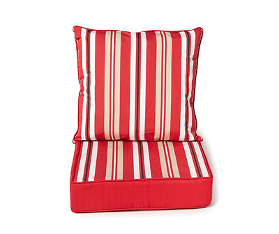 Red Stripe Deep Seat Outdoor Cushion Set