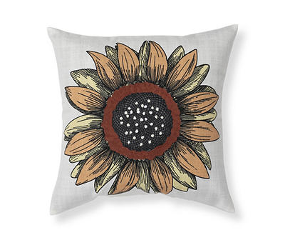 Sunflower Print & Tuft Outdoor Throw Pillow