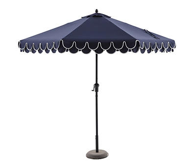 9' Navy Double Scalloped Tilt Market Patio Umbrella
