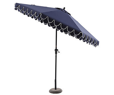 9' Navy Double Scalloped Tilt Market Patio Umbrella