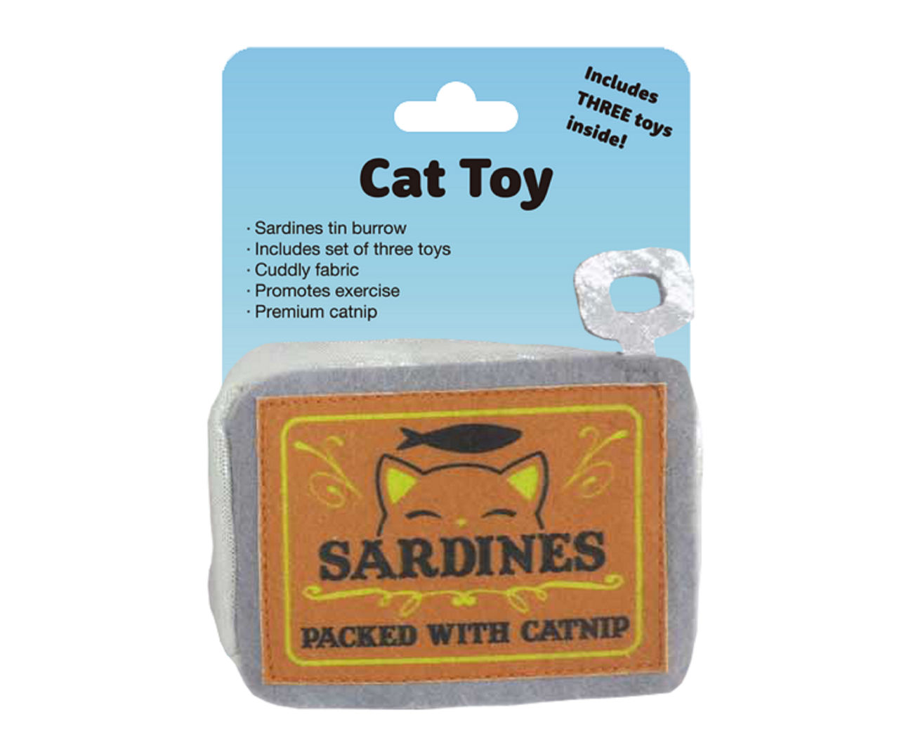 Toy Time Canned Sardines Burrow 4Piece Plush Cat Toy Set Big Lots