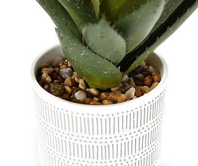 Artificial Aloe in Line & Dot Ceramic Pot