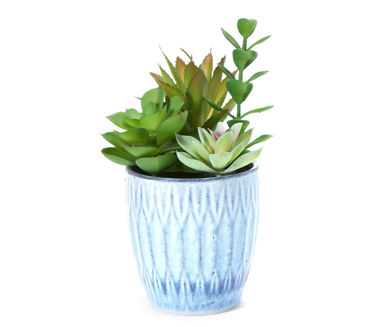 Artificial Succulent Arrangement in Blue Ceramic Pot Big Lots