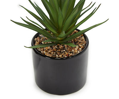 Artificial Succulent in Black Ceramic Pot