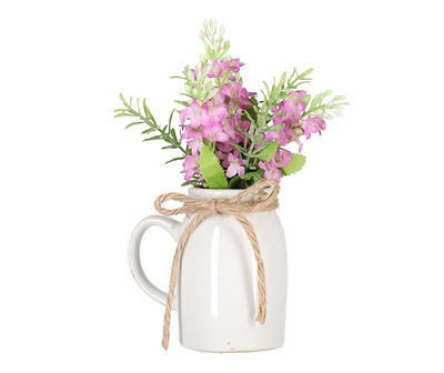Artificial Wild Flowers in White Ceramic Jar