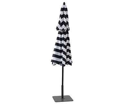 9' Black & White Stripe Tilt Market Patio Umbrella