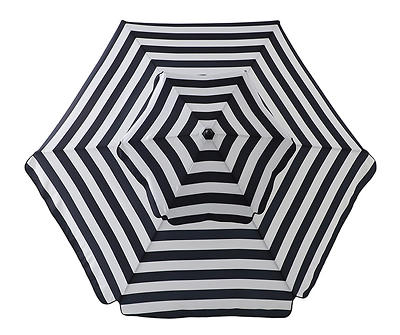 9' Black & White Stripe Round Tilt Patio Umbrella