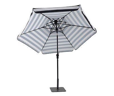 9' Black & White Stripe Round Tilt Patio Umbrella