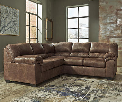 Signature Design By Ashley Bladen Coffee 2-Piece Faux Leather Sectional with Left-Facing Loveseat