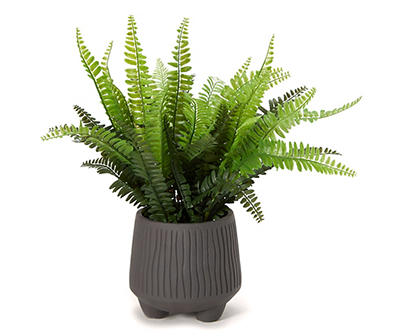 Artificial Fern in Gray Footed Pot