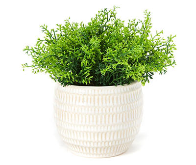 Artificial Greenery in White Arch Texture Pot