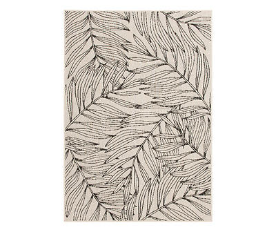 Orchard Place Ivory & Black Leaf Print Outdoor Area Rug, (6' x 9')