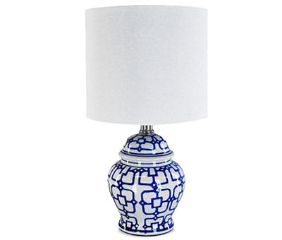 White & Blue Lattice Ceramic Table Lamp