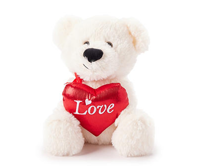 "Love" Cream Sitting Bear Valentine Bear Plush