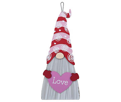 "Love" Swirl & Stripe Hat Gnome Easel Tabletop Decor