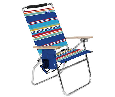 Big Tycoon Multi-Color Stripe Shoulder Strap Folding Beach Chair