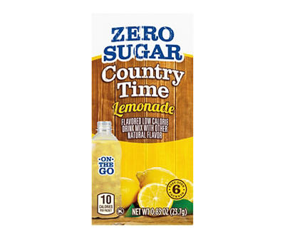 Country Time On-The-Go Powdered Drink Mix, Zero Sugar Lemonade, 6 ct - Packets