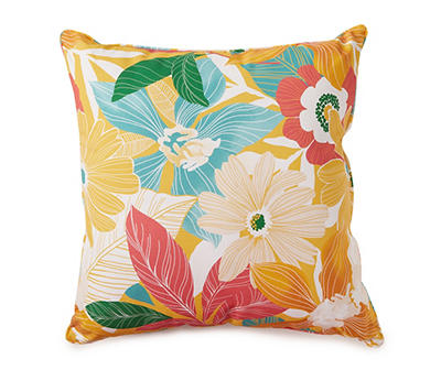 Marartea Multi-Color Tropical Floral Outdoor Throw Pillow
