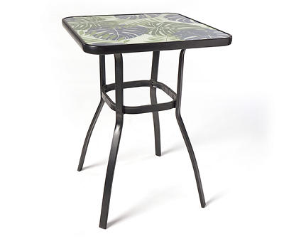 Dempsey Leaf Tempered Glass Patio High Dining Bistro Table