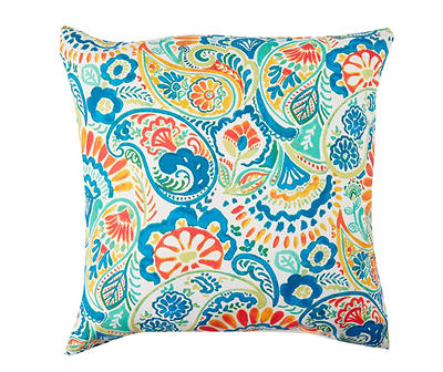 Toulouse Multi-Color Paisley Outdoor Throw Pillow