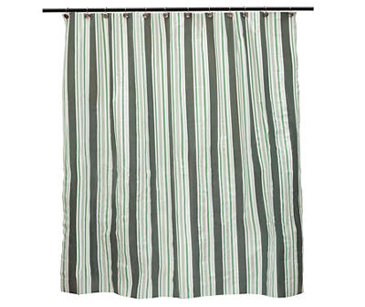 Green Simple Stripe Medium-Weight PEVA Shower Liner