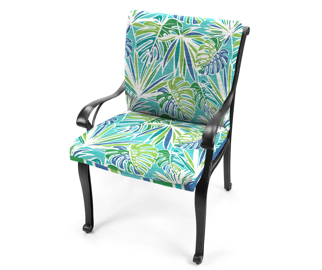 Jordan Manufacturing - Killian Rojo Tropical Floral & Stripe Reversible Outdoor Chair Cushion