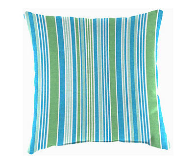Ferb Turquoise Medallion & Stripe Reversible Outdoor Throw Pillow