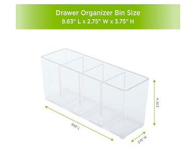 Storage Made Simple Clear 4-Compartment Drawer Organizer Bin